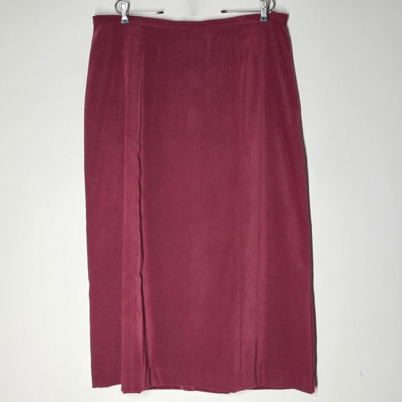 L.L. Bean Womens Skirt Size 20 Regular Burgundy Red Velvet Maxi Career Classic - Picture 1 of 6